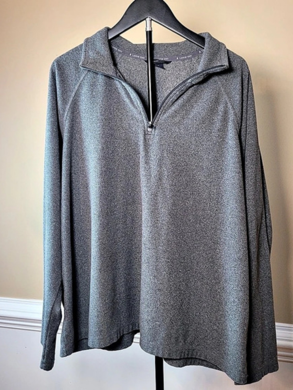 Lands' End Mens ThermaCheck 1/4 Zip Fleece Pullover Gray XL Minimalist Outdoors
